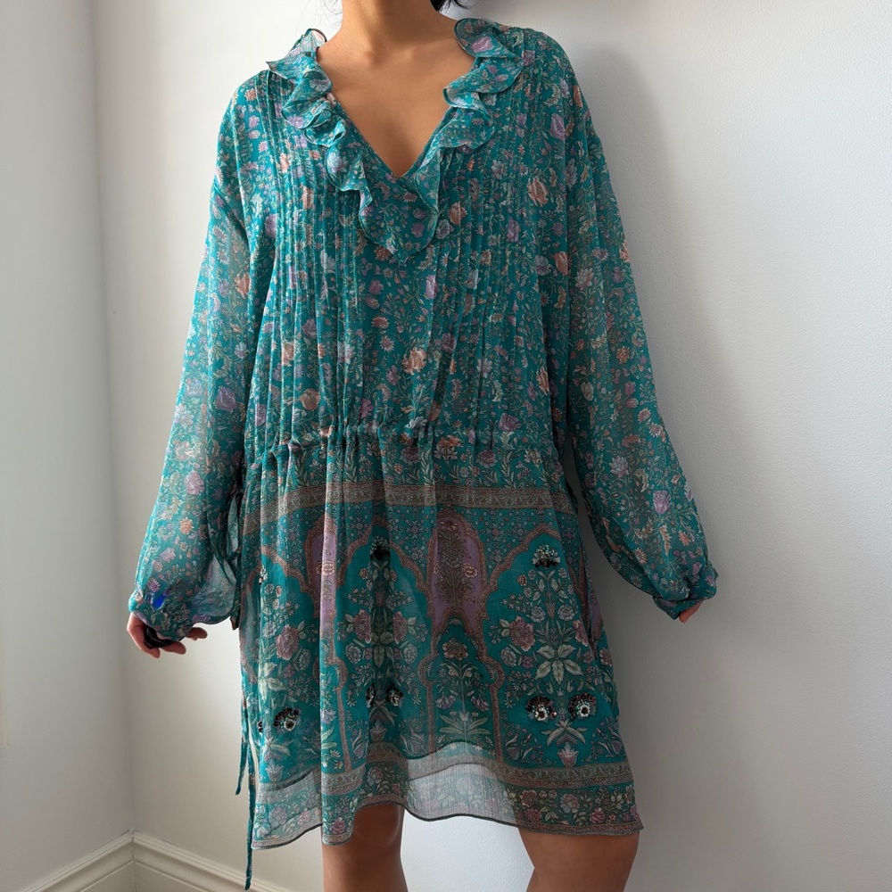 Zadig et Voltaire Turquoise Floral Tunic Dress - Large